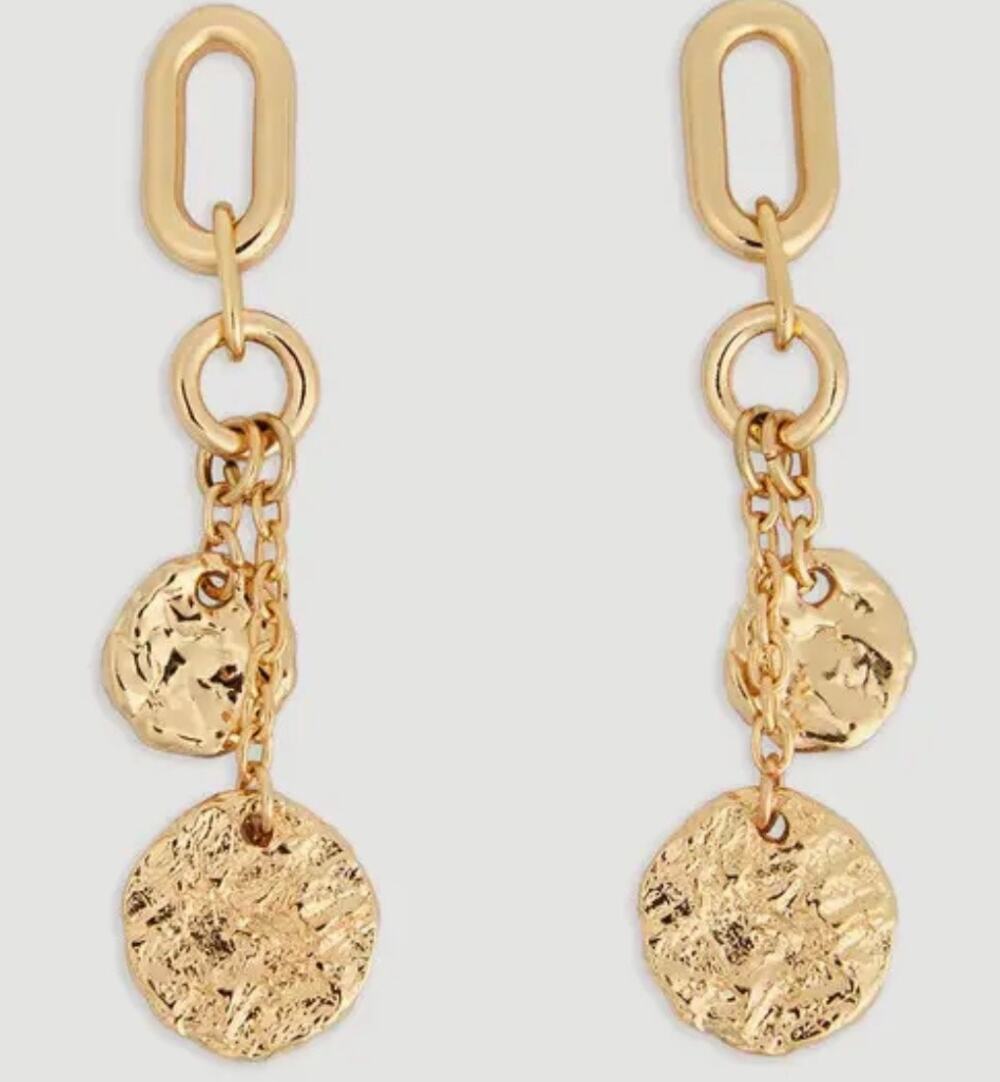 SAACHI HAMMERED COIN CHAIN EARRINGS
